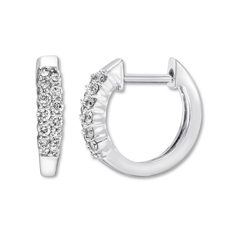 Previously Owned Diamond Hoop Earrings 1/4 ct tw Round-cut 10K White Gold