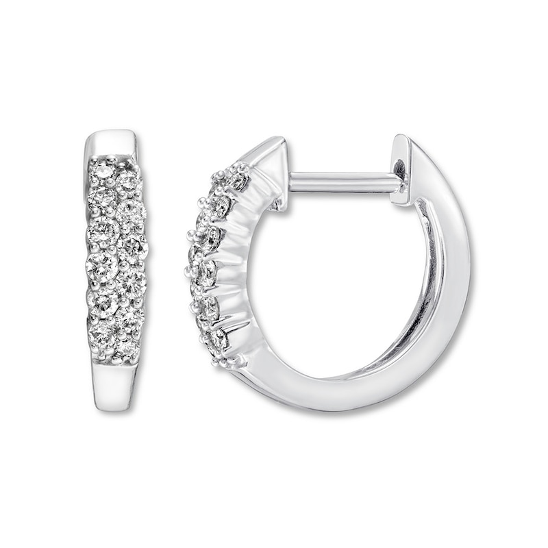 Previously Owned Diamond Hoop Earrings 1/ ct tw Round-cut 10K White Gold