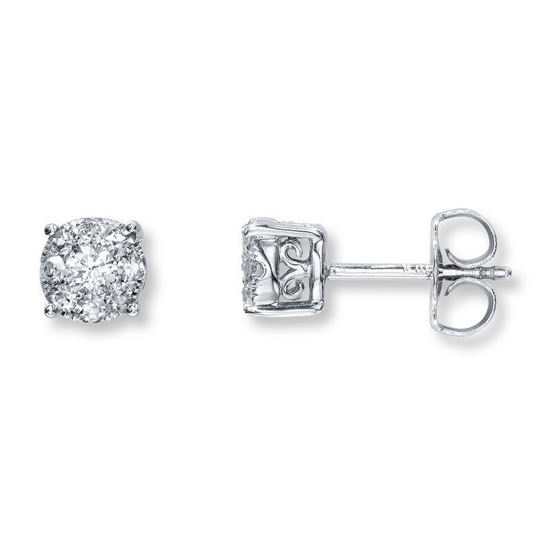 Main Image 1 of Previously Owned Diamond Earrings 1/3 ct tw Round-cut 10K White Gold