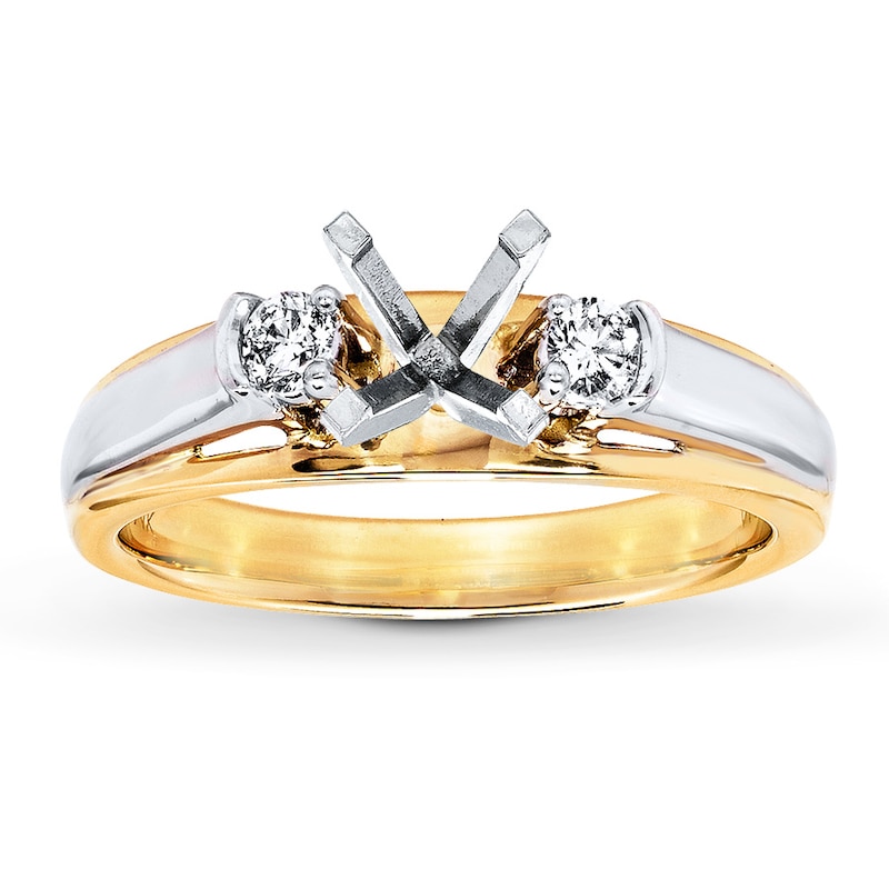 Main Image 1 of Previously Owned Diamond Ring Setting 1/8 ct tw Round-cut 14K Two-Tone Gold