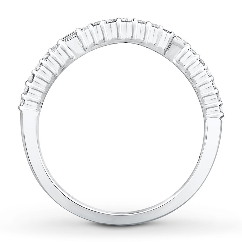 Main Image 2 of Previously Owned Diamond Anniversary Band 1/5 ct tw Round/Baguette 14K White Gold