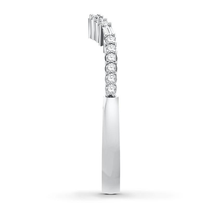 Main Image 3 of Previously Owned Diamond Anniversary Band 1/5 ct tw Round/Baguette 14K White Gold