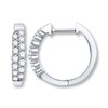 Thumbnail Image 1 of Previously Owned Diamond Hoop Earrings 1/2 ct tw Round-cut 14K White Gold