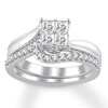 Thumbnail Image 1 of Previously Owned Diamond Bridal Set 5/8 ct tw Princess/Round 14K White Gold
