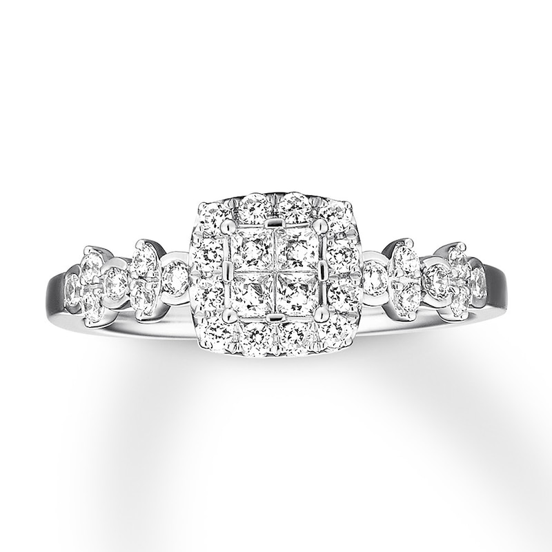 Main Image 1 of Previously Owned Diamond Promise Ring 1/2 ct tw Princess-cut 10K White Gold