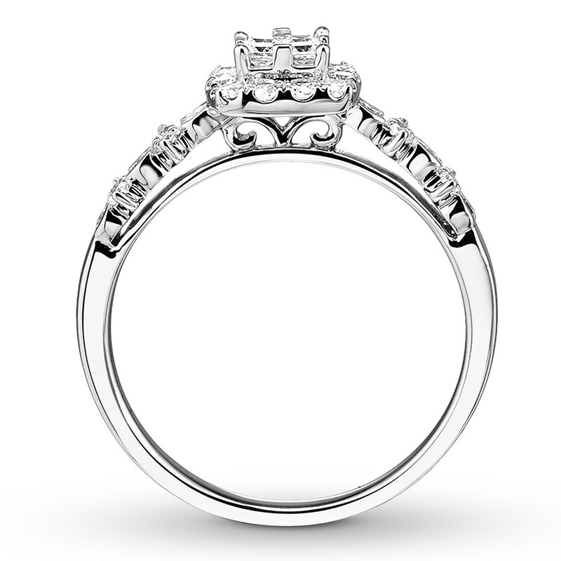 Main Image 2 of Previously Owned Diamond Promise Ring 1/2 ct tw Princess-cut 10K White Gold