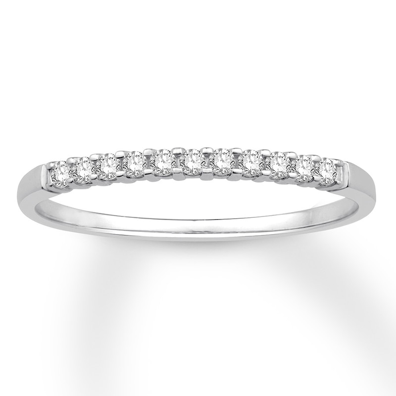 Main Image 1 of Previously Owned Diamond Anniversary Band 1/10 ct tw Round-cut 10K White Gold