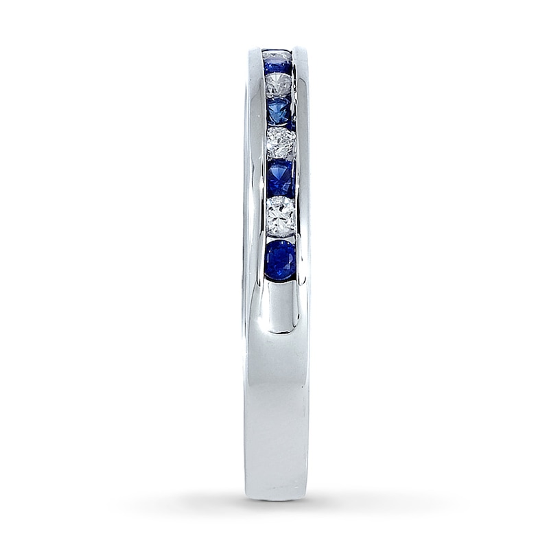 Main Image 3 of Previously Owned Natural Sapphire Ring Diamond Accents 14K White Gold