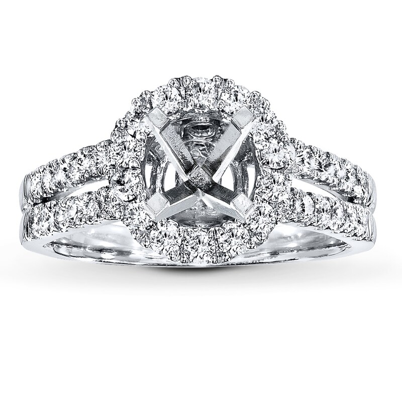 Main Image 1 of Previously Owned Diamond Ring Setting 3/4 ct tw Round-cut 14K White Gold