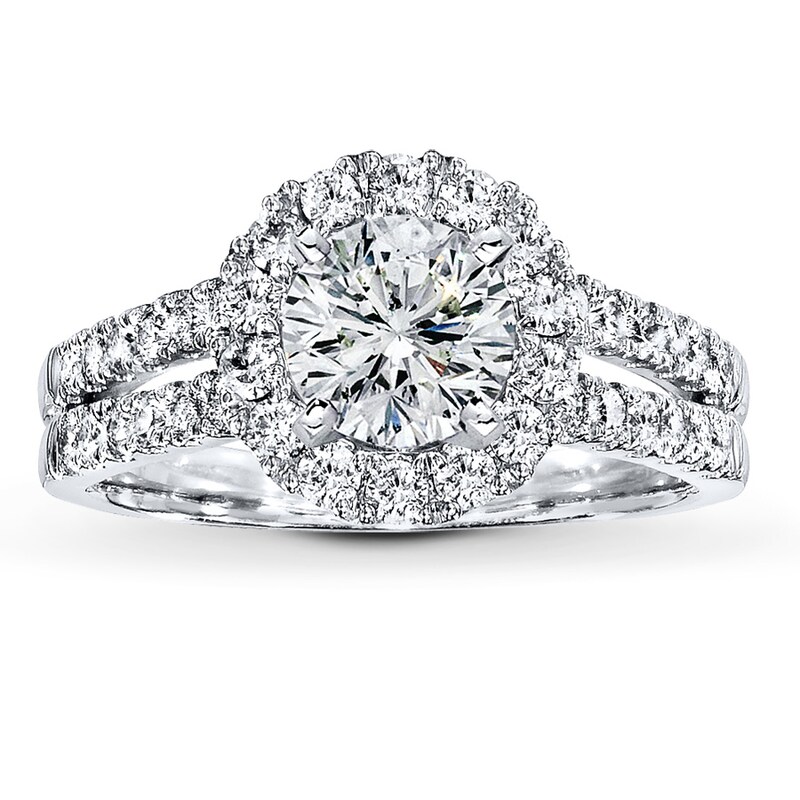 Main Image 3 of Previously Owned Diamond Ring Setting 3/4 ct tw Round-cut 14K White Gold