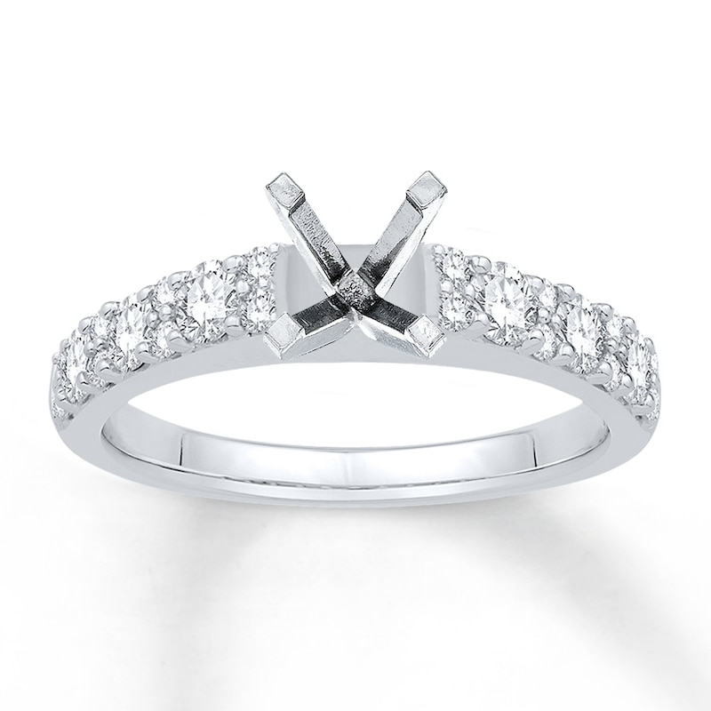 Main Image 1 of Previously Owned Colorless Diamond Ring Setting 3/4 ct tw Round 14K White Gold