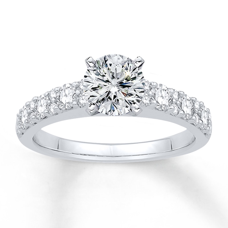 Main Image 3 of Previously Owned Colorless Diamond Ring Setting 3/4 ct tw Round 14K White Gold