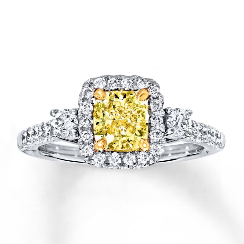 Main Image 1 of Previously Owned Yellow Diamond Engagement Ring 1-3/8 cttw 18K White Gold