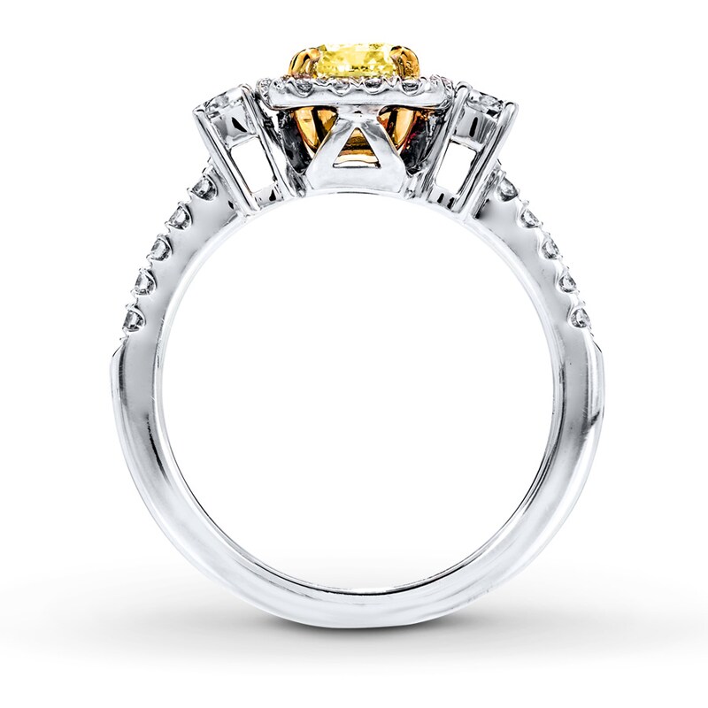 Main Image 2 of Previously Owned Yellow Diamond Engagement Ring 1-3/8 cttw 18K White Gold