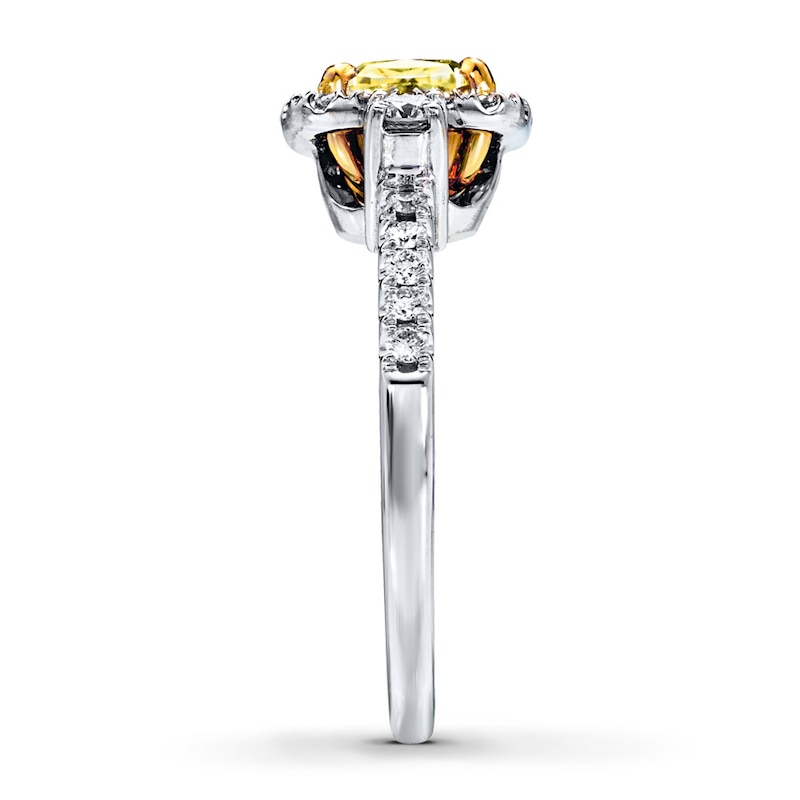 Main Image 3 of Previously Owned Yellow Diamond Engagement Ring 1-3/8 cttw 18K White Gold
