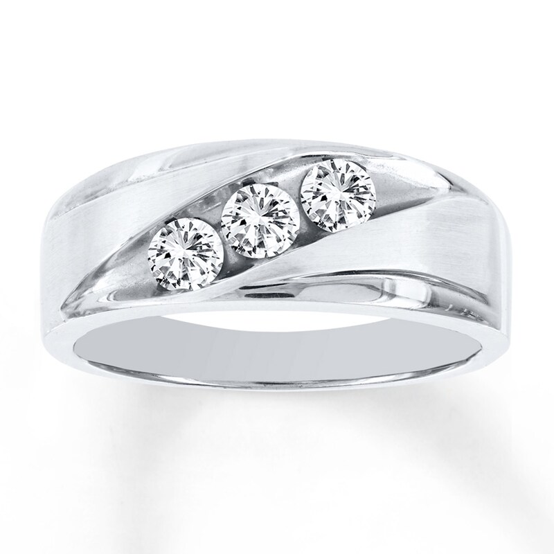Main Image 1 of Previously Owned Men's Diamond Band 5/8 ct tw Round-cut 10K White Gold