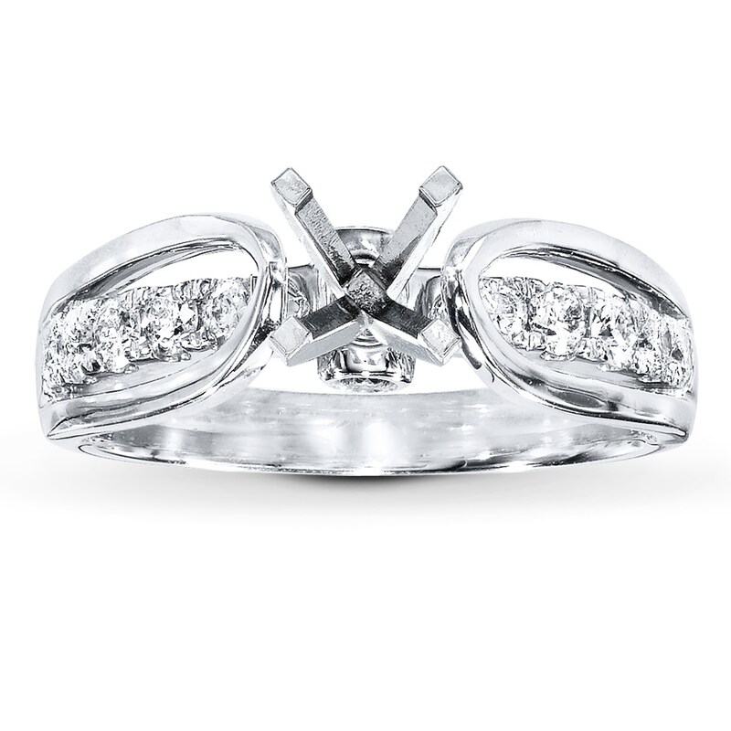 Main Image 1 of Previously Owned Diamond Ring Setting 3/8 ct tw Round-cut 14K White Gold