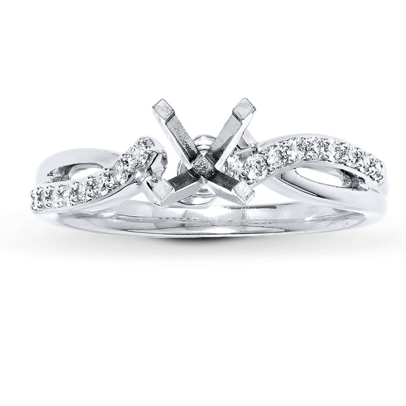 Main Image 1 of Previously Owned Diamond Ring Setting 1/6 ct tw Round-cut 14K White Gold