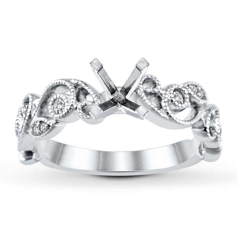 Main Image 1 of Previously Owned Diamond Ring Setting 1/15 ct tw Bezel-set Round 14K White Gold