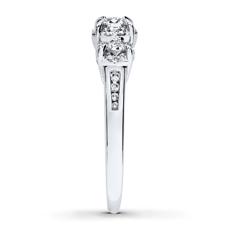 Main Image 3 of Previously Owned Diamond 3-Stone Ring 1/2 ct tw Round-cut 14K White Gold
