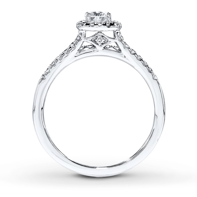 Main Image 2 of Previously Owned Diamond Bridal Set 1/2 ct tw Round-cut 14K White Gold