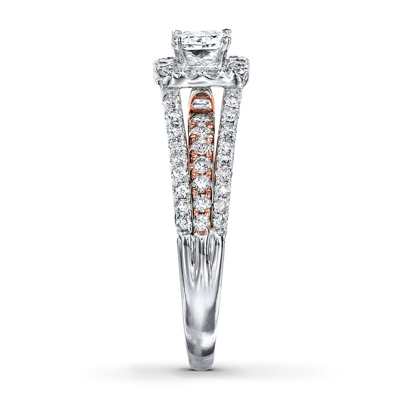 Main Image 3 of Previously Owned Diamond Ring 1-1/5 ct tw Princess-cut 14K Two-Tone Gold