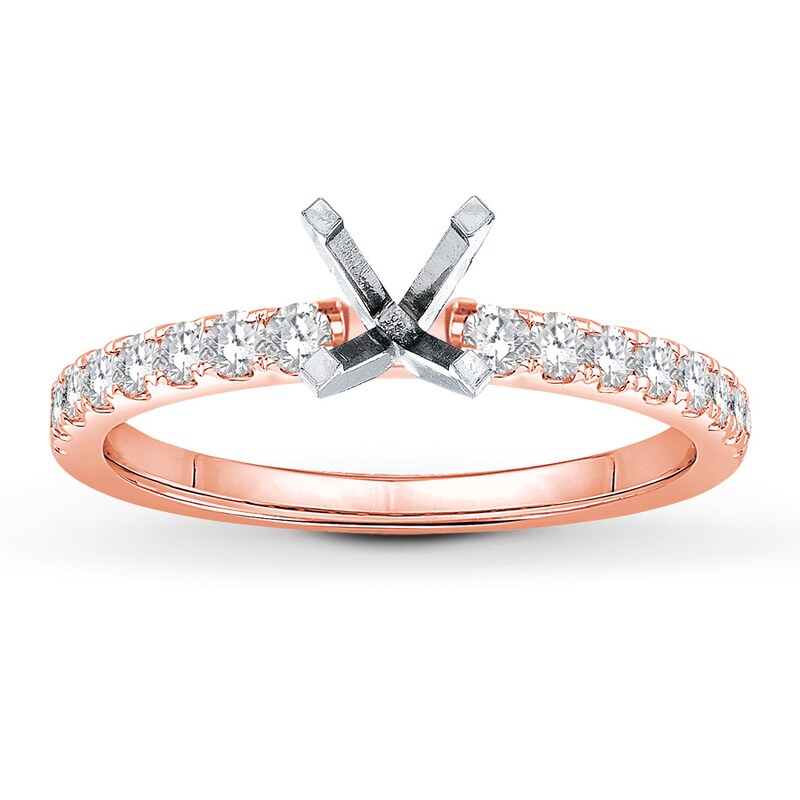 Main Image 1 of Previously Owned Colorless Diamond Ring Setting 3/8 carat tw Round 14K Rose Gold