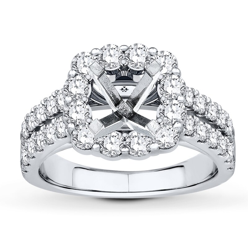 Main Image 1 of Previously Owned Colorless Diamond Ring Setting 1-1/2 ct tw Round 14K White Gold