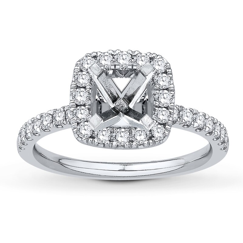 Main Image 1 of Previously Owned Colorless Diamond Ring Setting 5/8 ct tw Round 14K White Gold