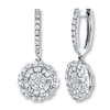 Thumbnail Image 0 of Previously Owned Diamond Drop Earrings 1-1/4 ct tw Round/Baguette 14K White Gold