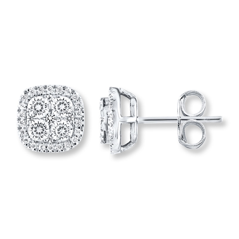 Main Image 1 of Previously Owned Diamond Earrings 1 carat tw Round-cut 14K White Gold