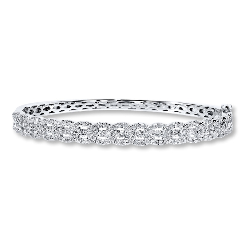 Main Image 1 of Previously Owned Diamond Bangle Bracelet 2 ct tw Round-cut 14K White Gold