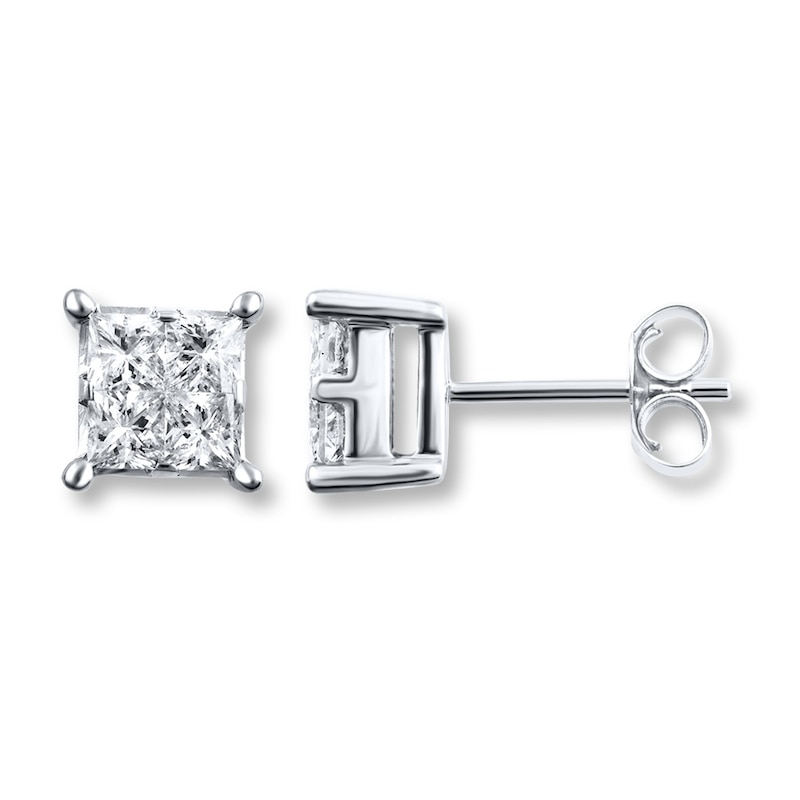 Previously Owned Diamond Earrings 1 ct tw Princess-cut 14K White Gold