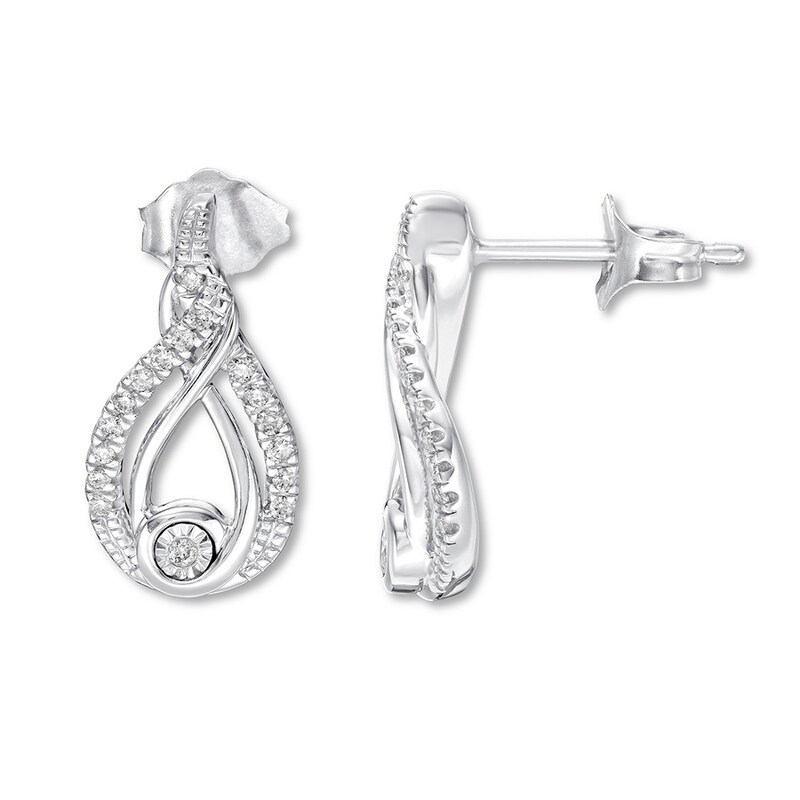 Previously Owned Interwoven Diamond Earrings 1/8 ct tw Round-cut Sterling Silver