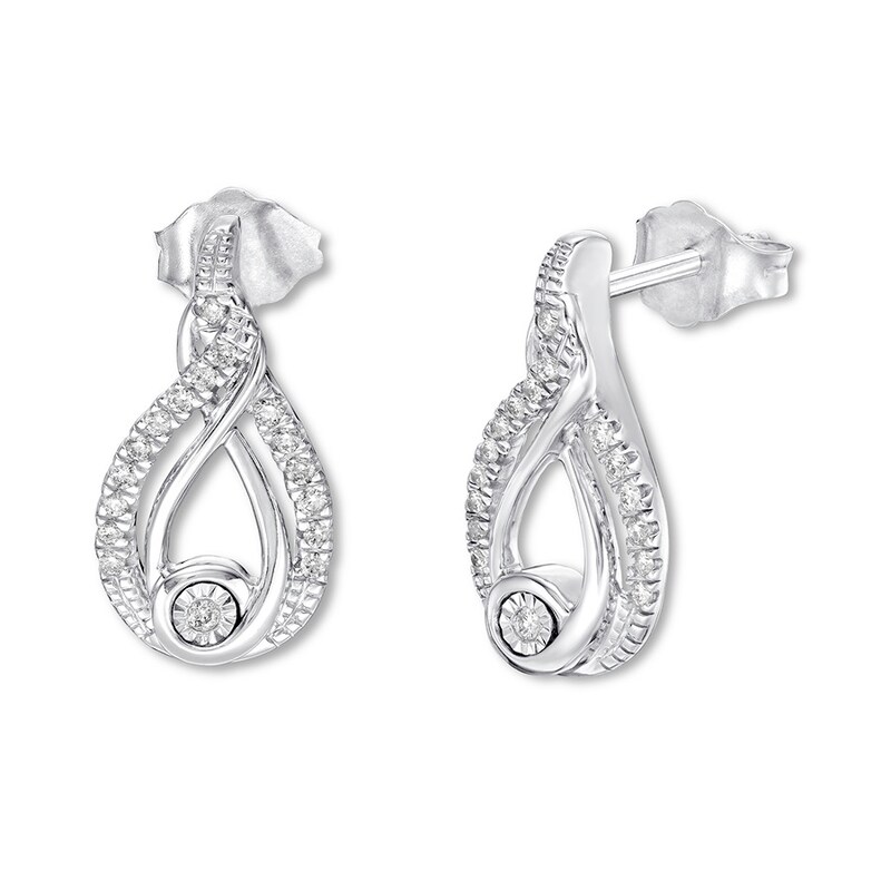 Previously Owned Interwoven Diamond Earrings 1/8 ct tw Round-cut Sterling Silver