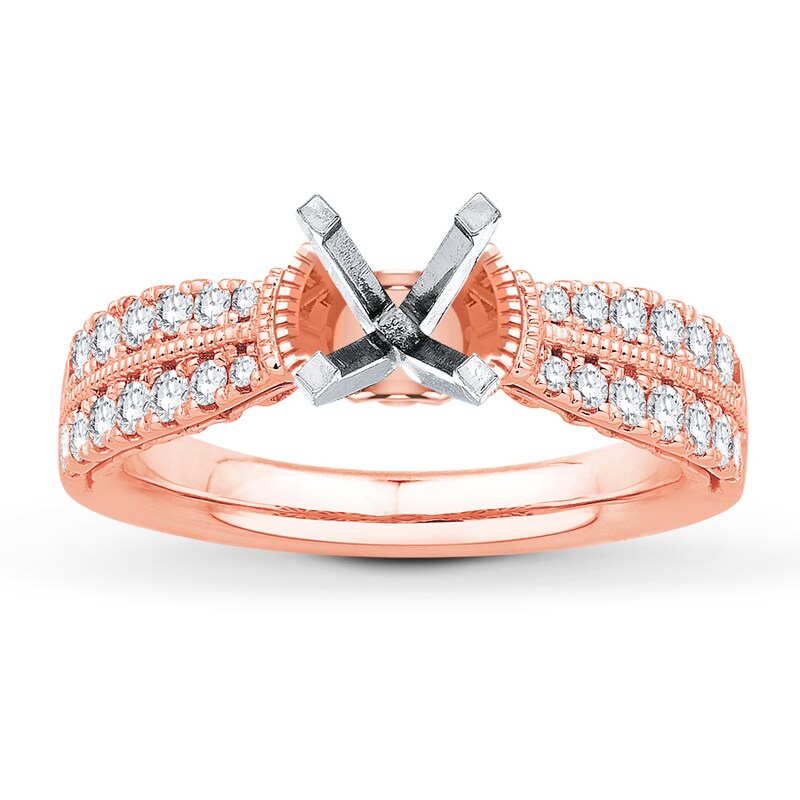 Main Image 1 of Previously Owned Diamond Ring Setting 1/2 ct tw Round-cut 14K Rose Gold