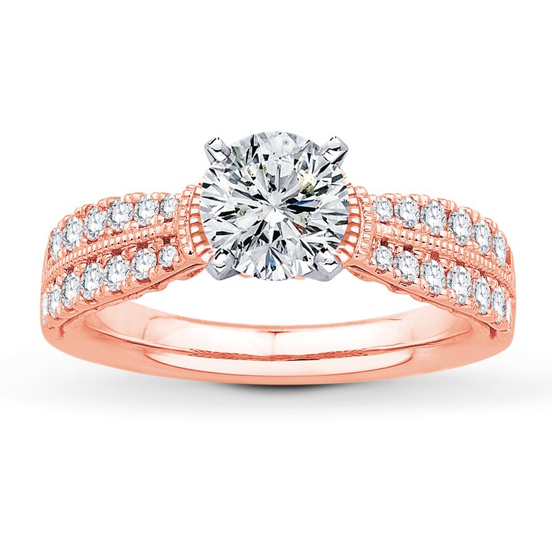 Main Image 3 of Previously Owned Diamond Ring Setting 1/2 ct tw Round-cut 14K Rose Gold