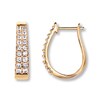 Thumbnail Image 1 of Previously Owned Oval Hoop Earrings 1 ct tw Round-cut 14K Yellow Gold