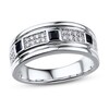 Thumbnail Image 1 of Previously Owned Men's Diamond Ring 1/3 ct tw Blue Sapphire 10K White Gold