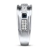 Thumbnail Image 3 of Previously Owned Men's Diamond Ring 1/3 ct tw Blue Sapphire 10K White Gold