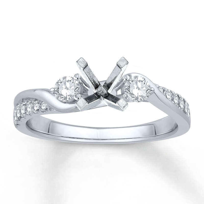 Main Image 1 of Previously Owned Colorless Diamond Ring Setting 3/8 ct tw Round 14K White Gold