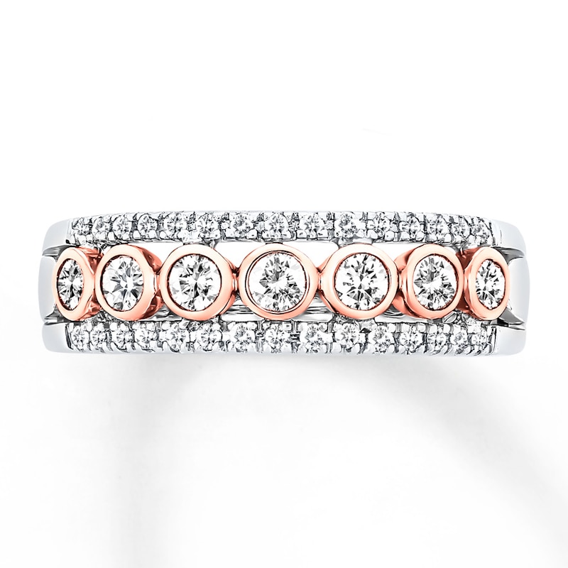 Main Image 1 of Previously Owned Diamond Anniversary Ring 1/2 ct tw Bezel-set 14K Two-Tone Gold