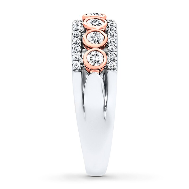 Main Image 3 of Previously Owned Diamond Anniversary Ring 1/2 ct tw Bezel-set 14K Two-Tone Gold