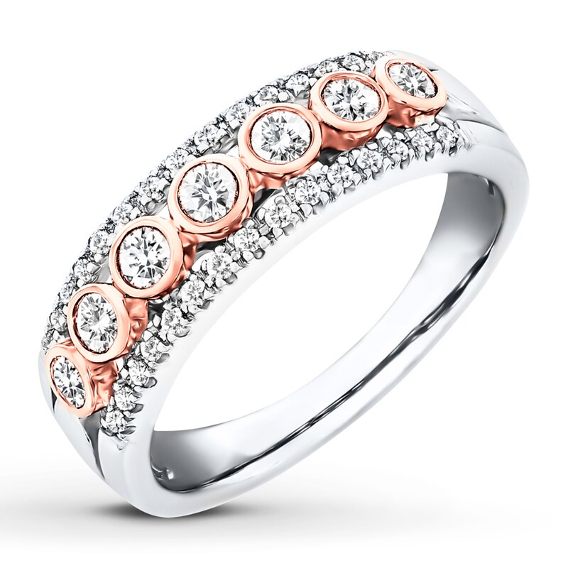 Main Image 4 of Previously Owned Diamond Anniversary Ring 1/2 ct tw Bezel-set 14K Two-Tone Gold