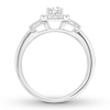 Thumbnail Image 2 of Previously Owned Diamond 3-Stone Engagement Ring 7/8 ct tw Emerald 14K White Gold