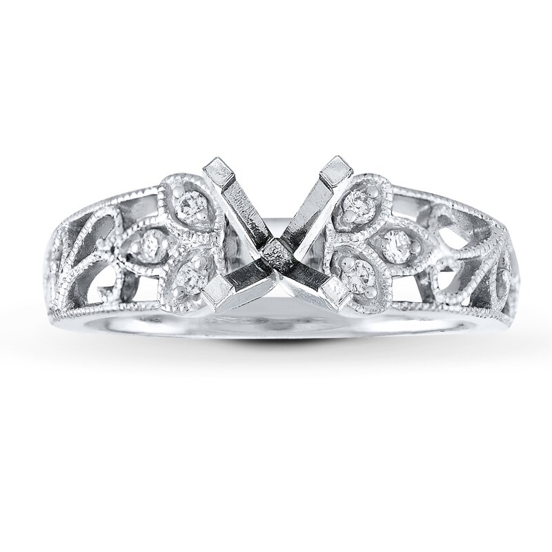 Main Image 1 of Previously Owned Diamond Ring Setting 1/15 ct tw Round-cut 14K White Gold