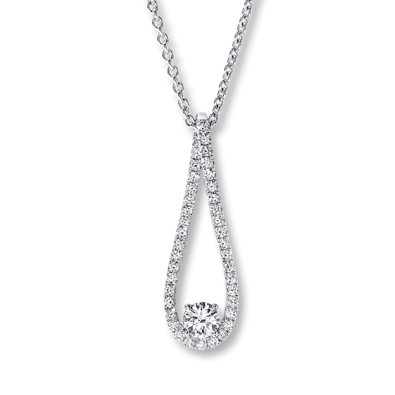 Previously Owned Diamond Necklace 34 ct tw Round 18K White Gold