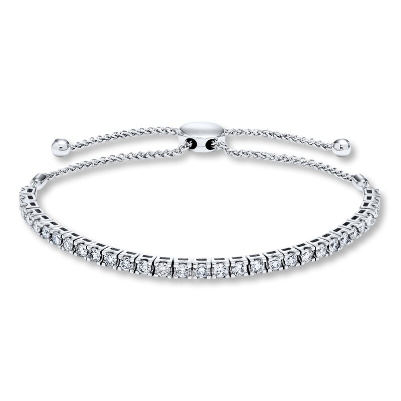 Main Image 1 of Previously Owned Diamond Bolo Bracelet 2 ct tw Round-cut 14K White Gold/Rhodium