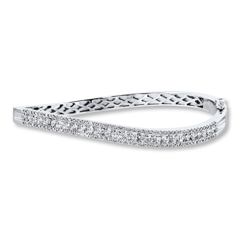 Main Image 1 of Previously Owned Diamond Bangle Bracelet 2 ct tw Round 14K White Gold