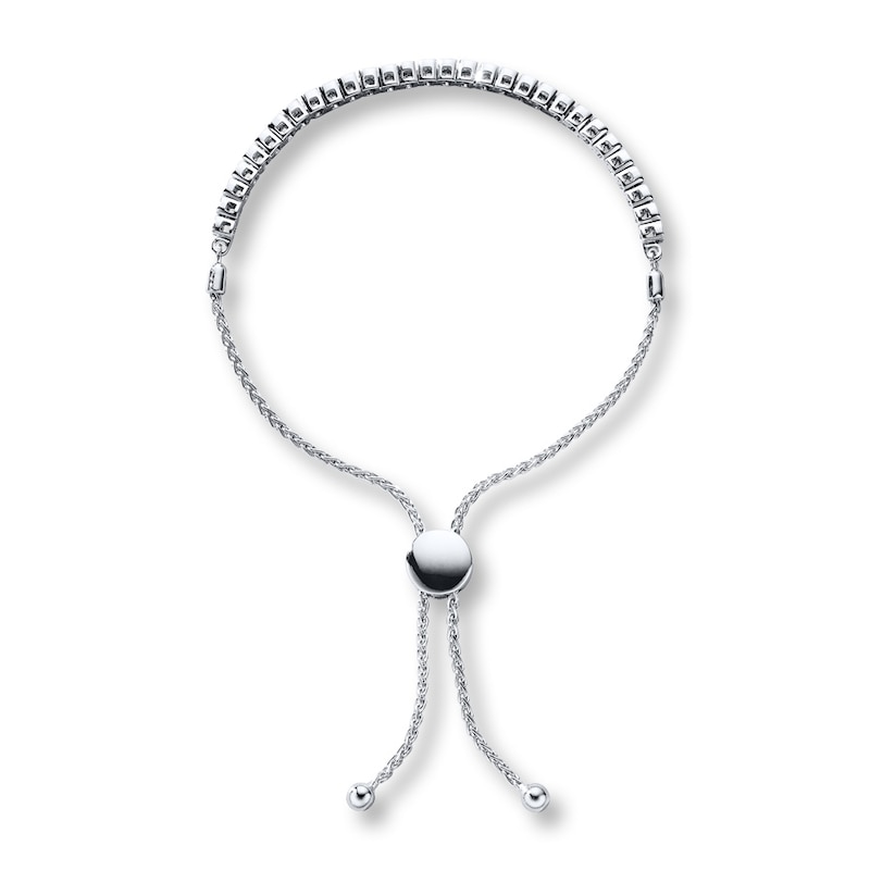 Main Image 3 of Previously Owned Diamond Bolo Bracelet 1/4 ct tw Round-cut Sterling Silver